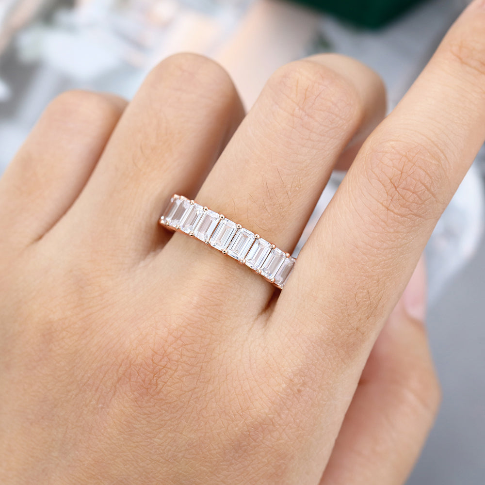 0.25 TCW Emerald Full Eternity Moissanite Wedding Band