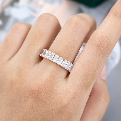 0.25 TCW Emerald Full Eternity Moissanite Wedding Band
