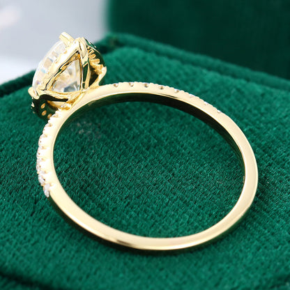 1 CT Pear Halo & Pave Moissanite Engagement Ring