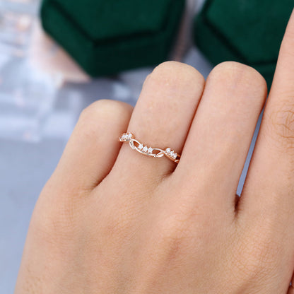 0.09 TCW Round Twig Style Moissanite Wedding Band