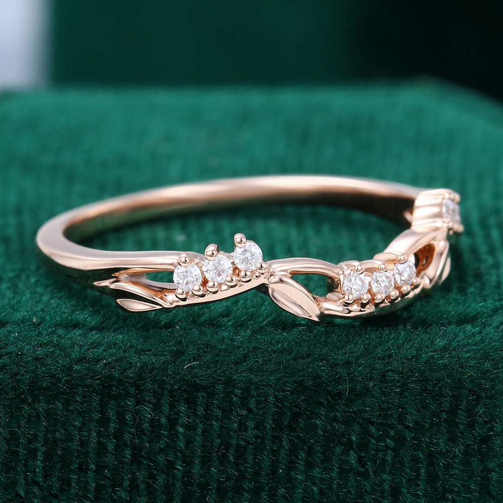 0.09 TCW Round Twig Style Moissanite Wedding Band