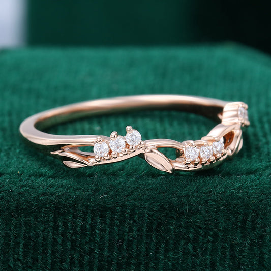 0.09 TCW Round Twig Style Moissanite Wedding Band