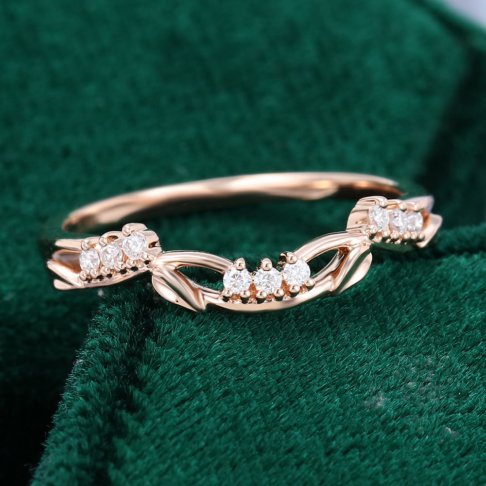 0.09 TCW Round Twig Style Moissanite Wedding Band