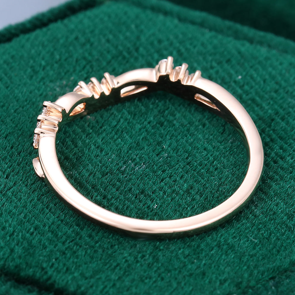 0.09 TCW Round Twig Style Moissanite Wedding Band