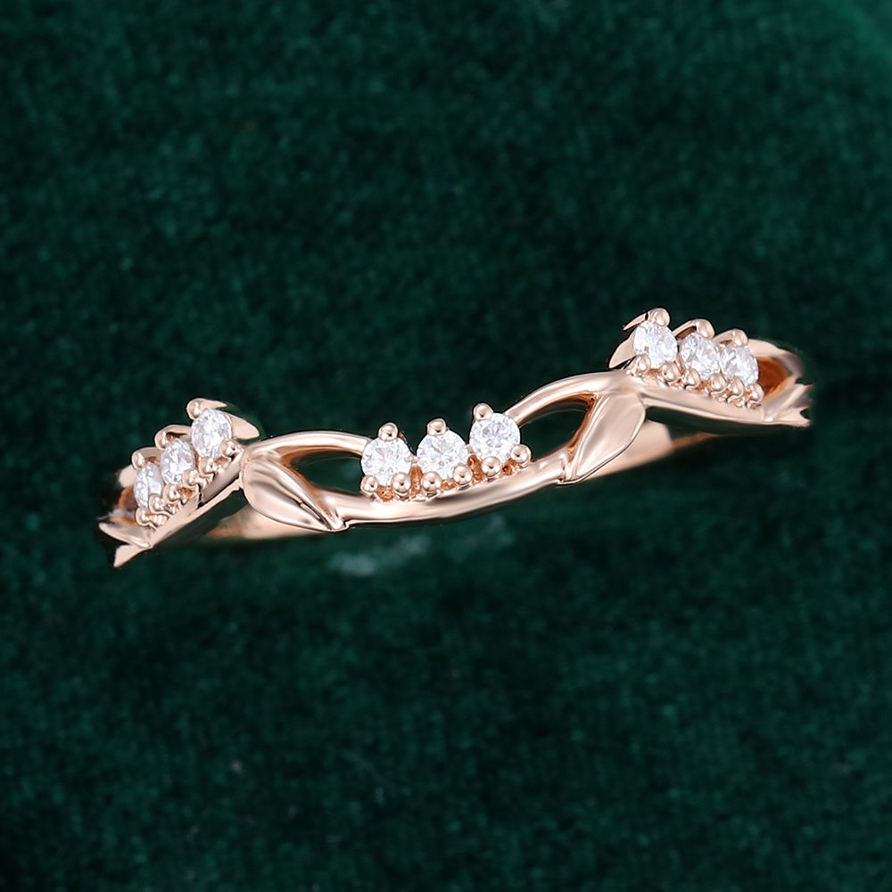 0.09 TCW Round Twig Style Moissanite Wedding Band