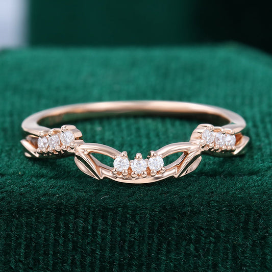 0.09 TCW Round Twig Style Moissanite Wedding Band