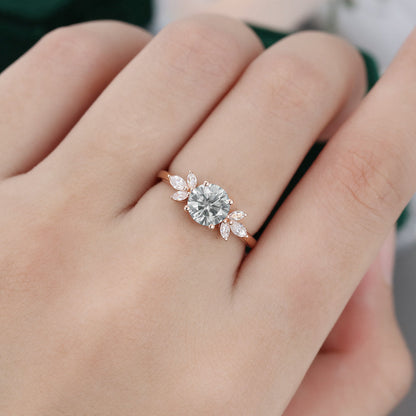 0.55 CT Round Cluster Moissanite Engagement Ring