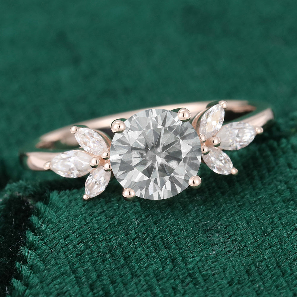0.55 CT Round Cluster Moissanite Engagement Ring