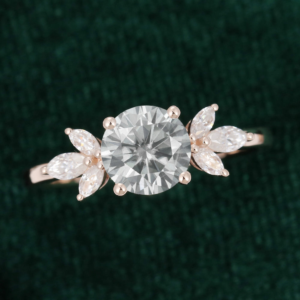 0.55 CT Round Cluster Moissanite Engagement Ring