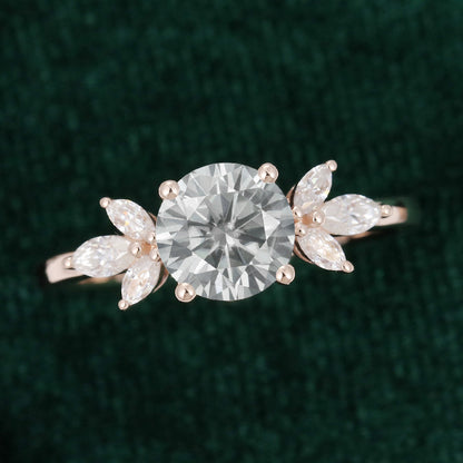 0.55 CT Round Cluster Moissanite Engagement Ring