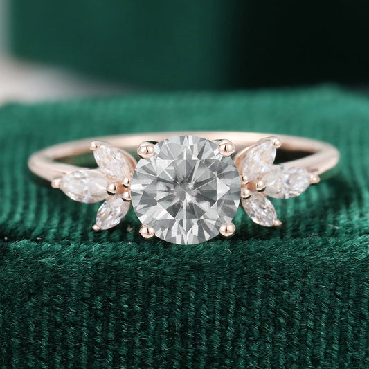 0.55 CT Round Cluster Moissanite Engagement Ring