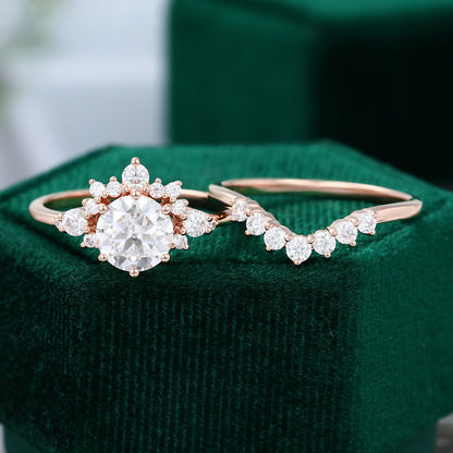 1.1 CT Round Cluster Moissanite Bridal Set