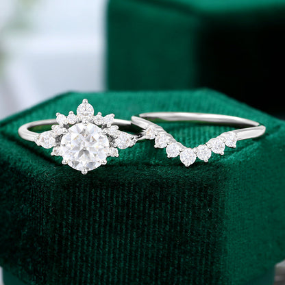 1.1 CT Round Cluster Moissanite Bridal Set