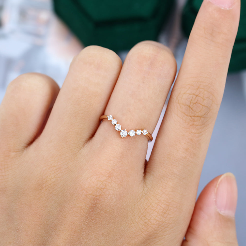 0.25 TCW Round Curved Moissanite Wedding Band