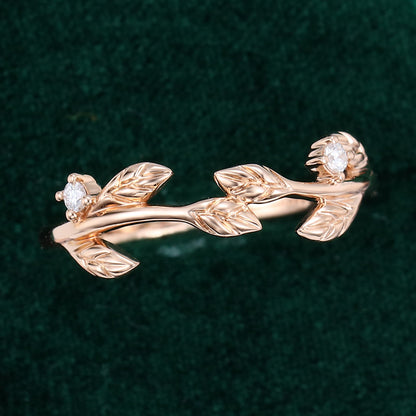 0.04 TCW Round Twig Style Moissanite Wedding Band
