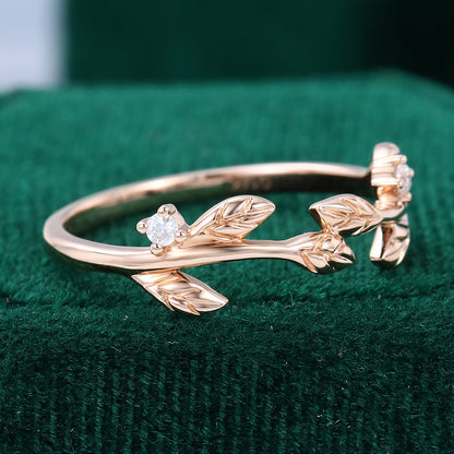 0.04 TCW Round Twig Style Moissanite Wedding Band
