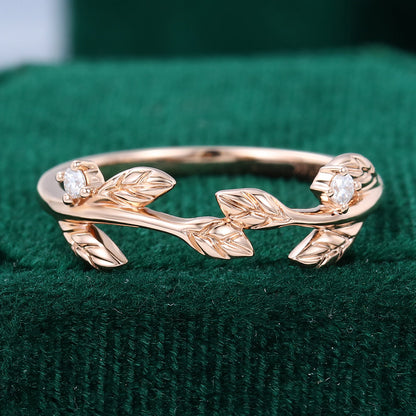 0.04 TCW Round Twig Style Moissanite Wedding Band