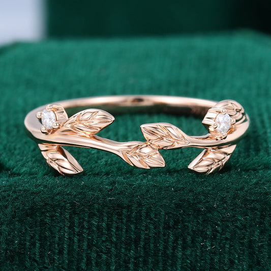 0.04 TCW Round Twig Style Moissanite Wedding Band