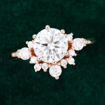 1.1 CT Round Cluster Moissanite Engagement Ring