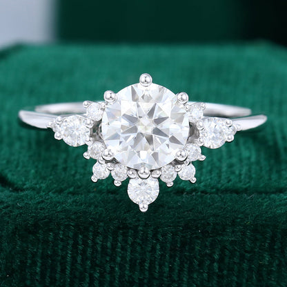 1.1 CT Round Cluster Moissanite Engagement Ring