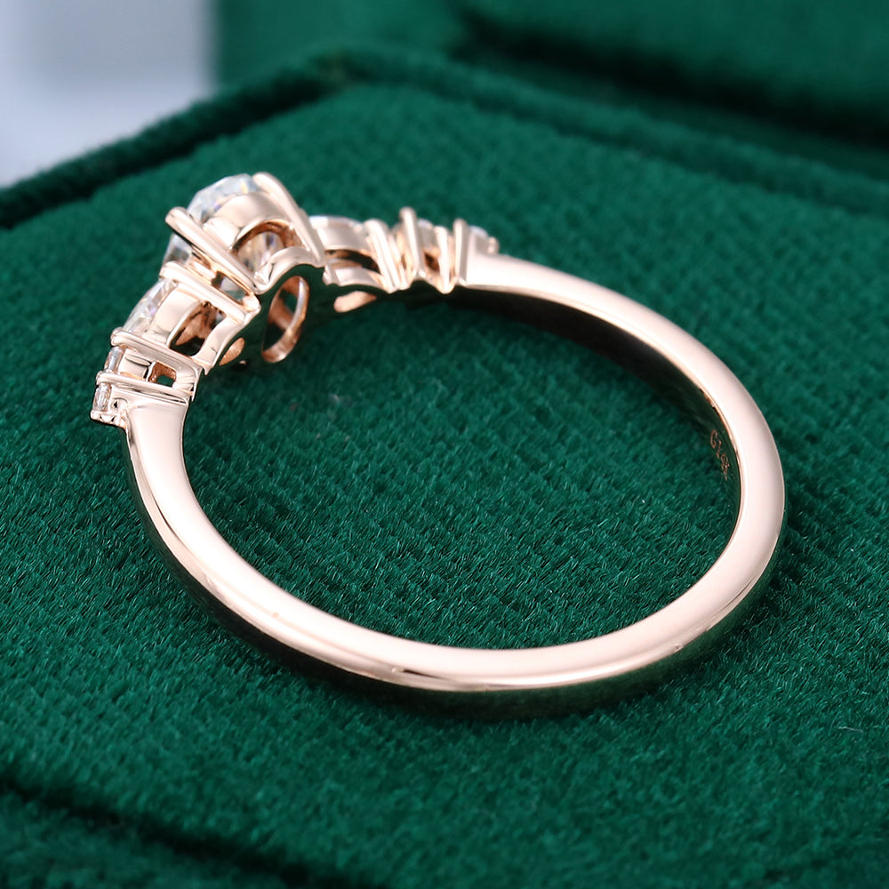 0.43 CT Oval Cluster Moissanite Engagement Ring