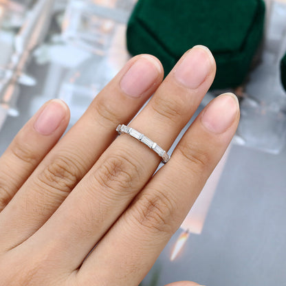 0.11 TCW Baguette Full Eternity Moissanite Wedding Band