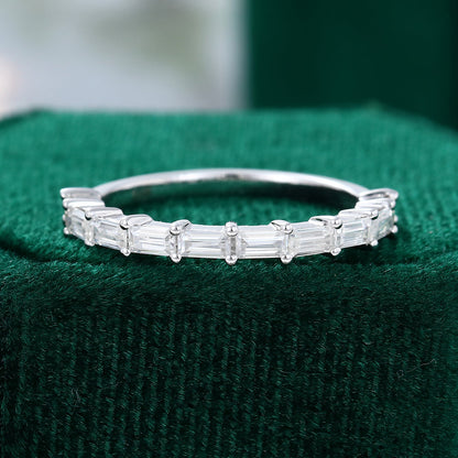 0.11 TCW Baguette Half Eternity Moissanite Wedding Band