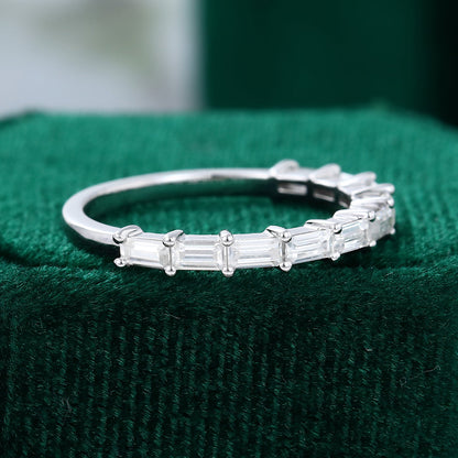 0.11 TCW Baguette Half Eternity Moissanite Wedding Band