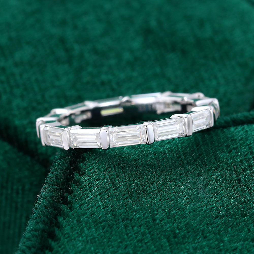 0.11 TCW Baguette Full Eternity Moissanite Wedding Band