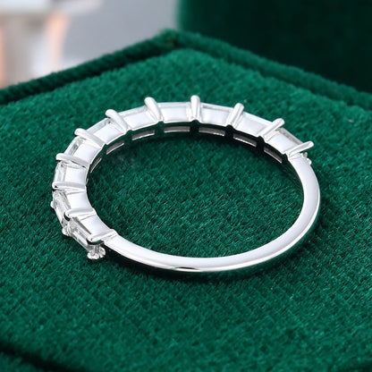 0.11 TCW Baguette Half Eternity Moissanite Wedding Band