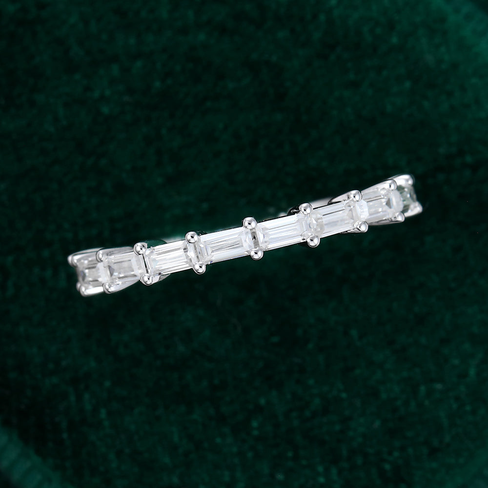 0.11 TCW Baguette Half Eternity Moissanite Wedding Band