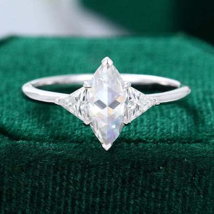 0.90 CT Marquise Three Stone Moissanite Engagement Ring