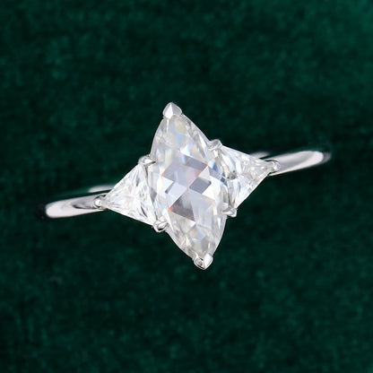 0.90 CT Marquise Three Stone Moissanite Engagement Ring