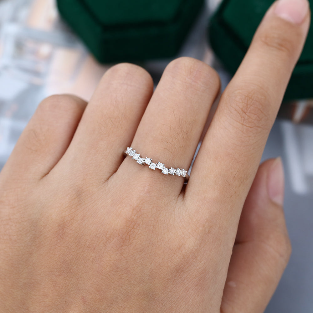 0.22 TCW Round Half Eternity Moissanite Wedding Band