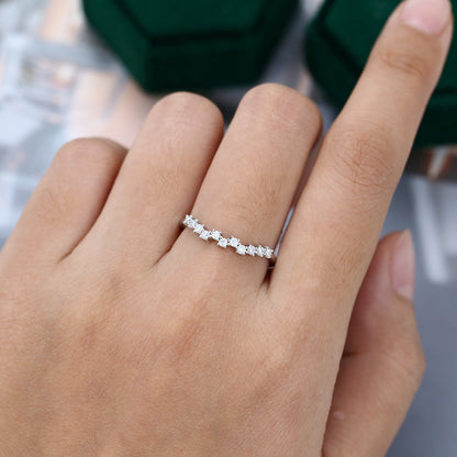 0.22 TCW Round Half Eternity Moissanite Wedding Band