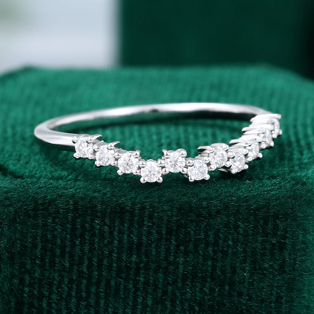 0.22 TCW Round Half Eternity Moissanite Wedding Band