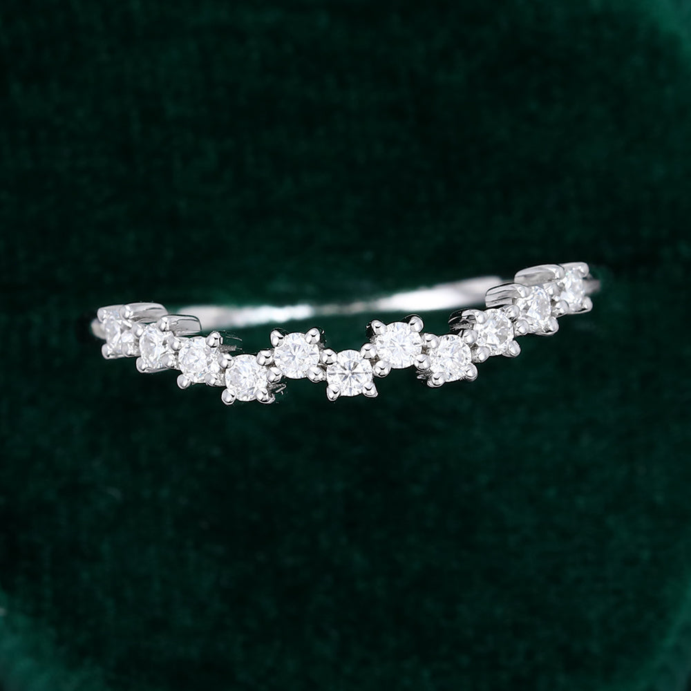 0.22 TCW Round Half Eternity Moissanite Wedding Band
