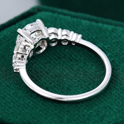 0.88 CT Round Cluster Moissanite Engagement Ring