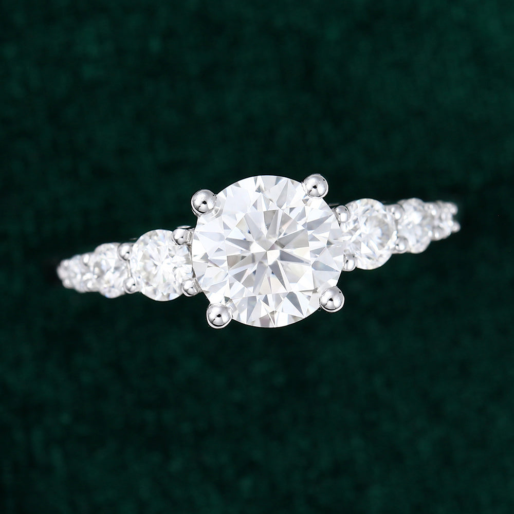 0.88 CT Round Cluster Moissanite Engagement Ring