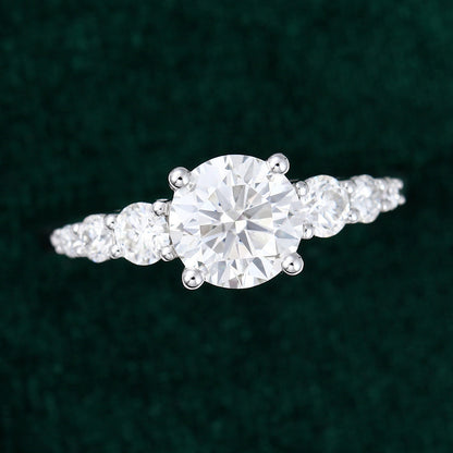 0.88 CT Round Cluster Moissanite Engagement Ring