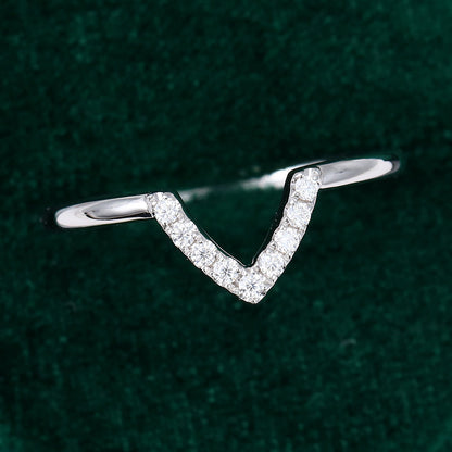 0.09 TCW Round Curved Moissanite Wedding Band