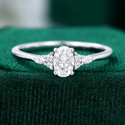 0.43 CT Oval Cluster Moissanite Engagement Ring