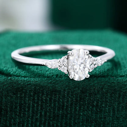 0.43 CT Oval Cluster Moissanite Engagement Ring