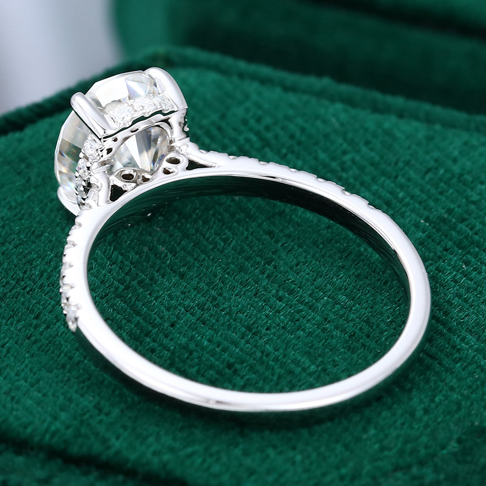 1.91 CT Oval Hidden Halo & Pave Moissanite Engagement Ring
