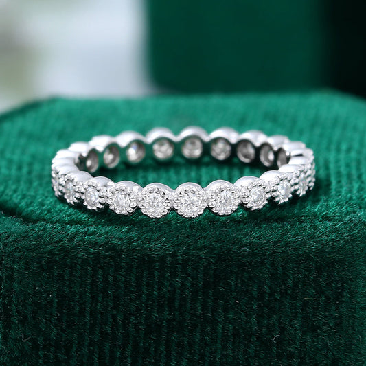 0.39 TCW Round Milgrain Moissanite Wedding Band