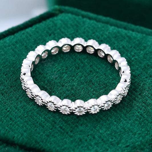 0.39 TCW Round Milgrain Moissanite Wedding Band
