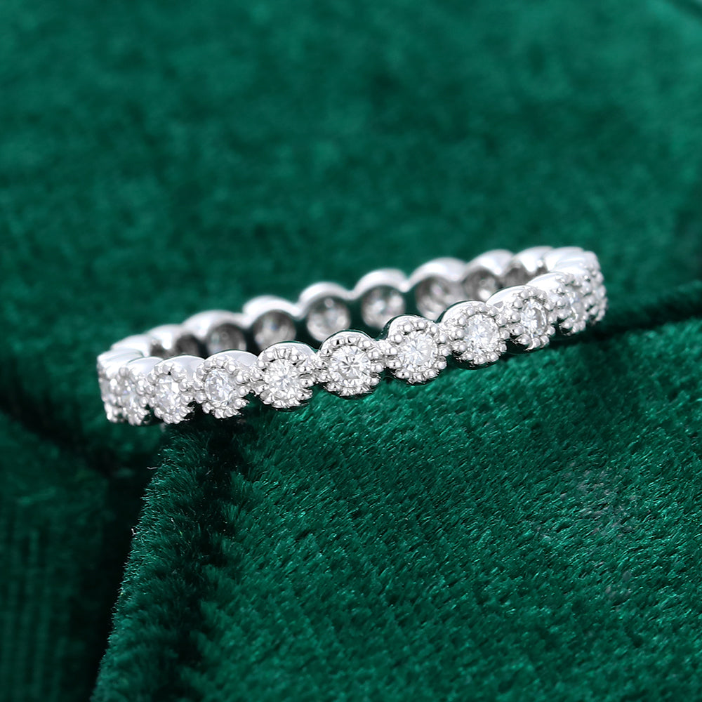 0.39 TCW Round Milgrain Moissanite Wedding Band