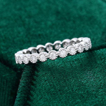 0.39 TCW Round Milgrain Moissanite Wedding Band