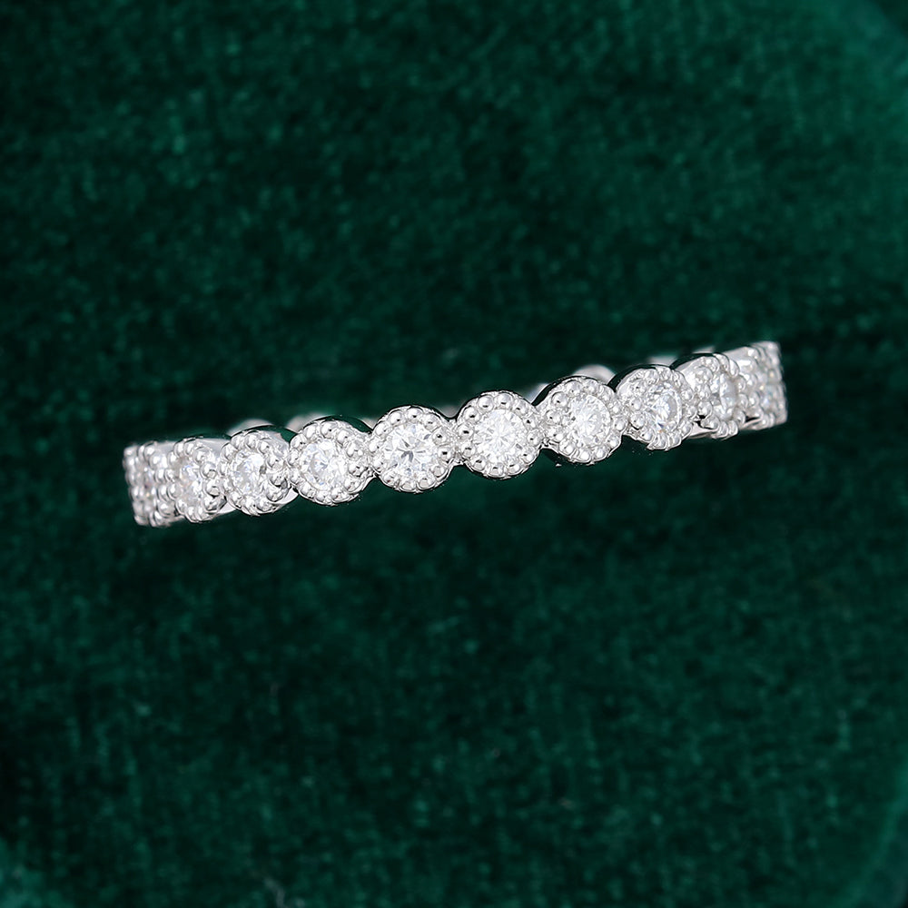 0.39 TCW Round Milgrain Moissanite Wedding Band