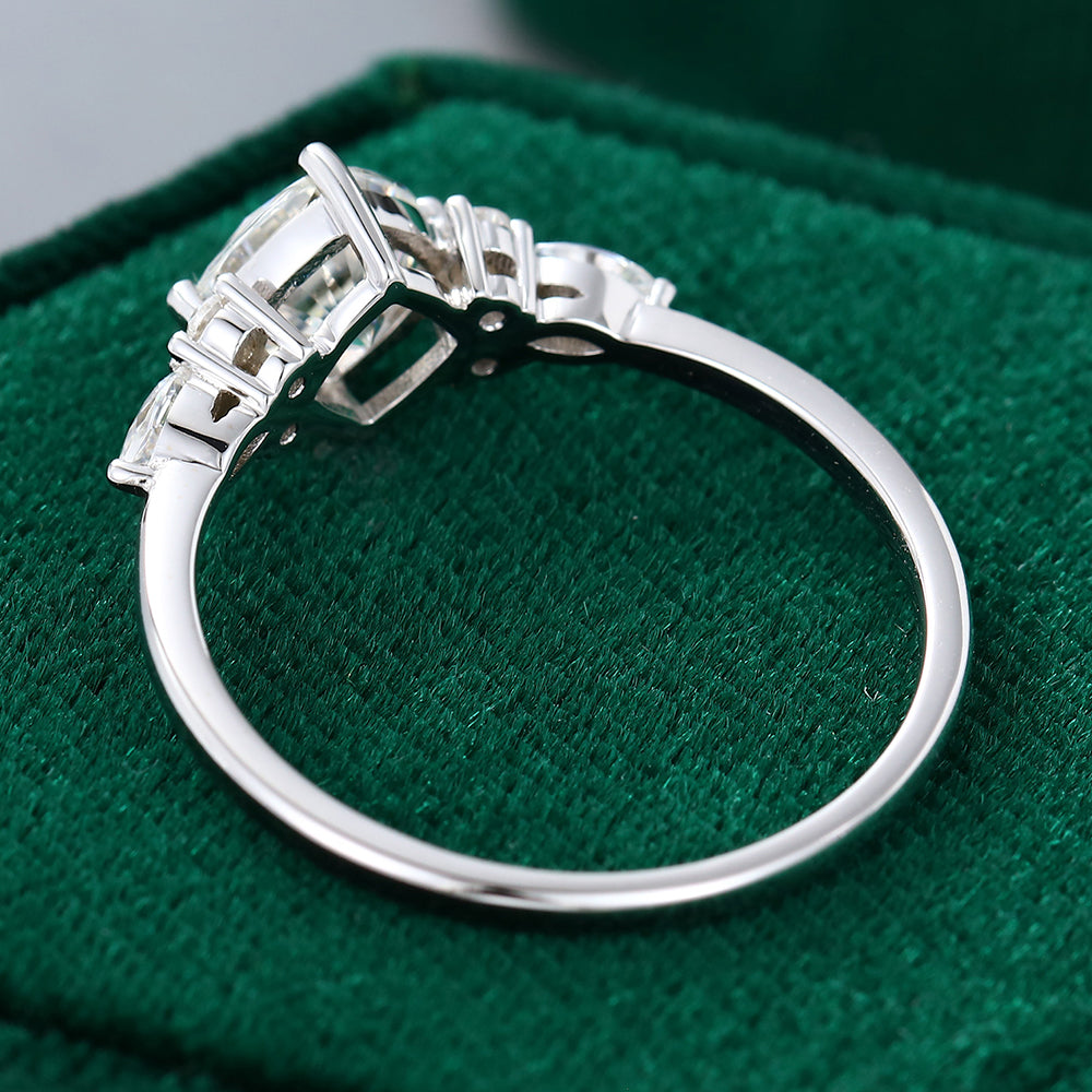 0.96 CT Cushion Cluster Moissanite Engagement Ring